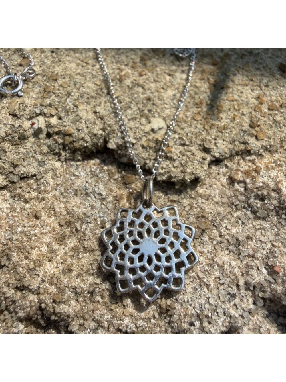 Sterling Silver Crown Chakra Pendant Necklace Mandala Sahasrara Filigree 925